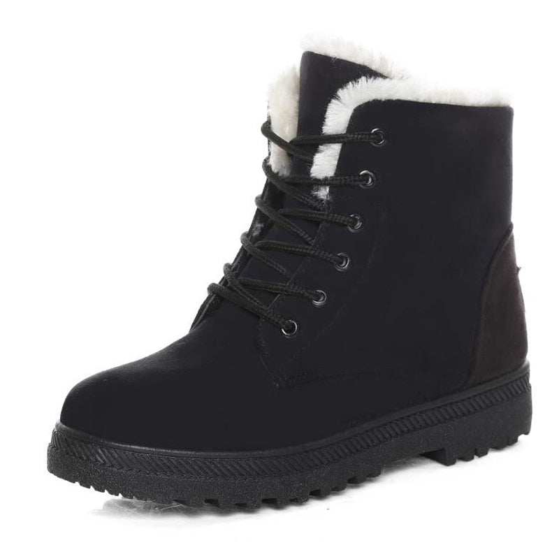 Warm Lined Women's Winter Boots with Laces - Eliza Fur Boot