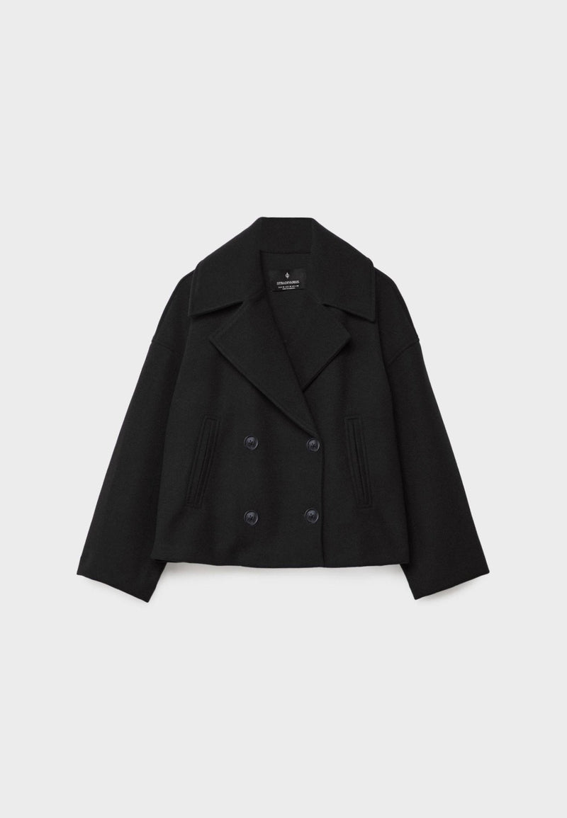 Short Autumn Coat in Double-Breasted Style – Clara
