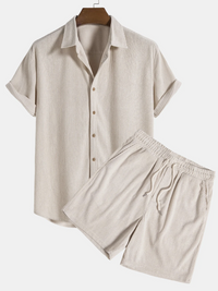 Stijlvolle heren zomer-set met shirt en corduroy shorts - SommerKern