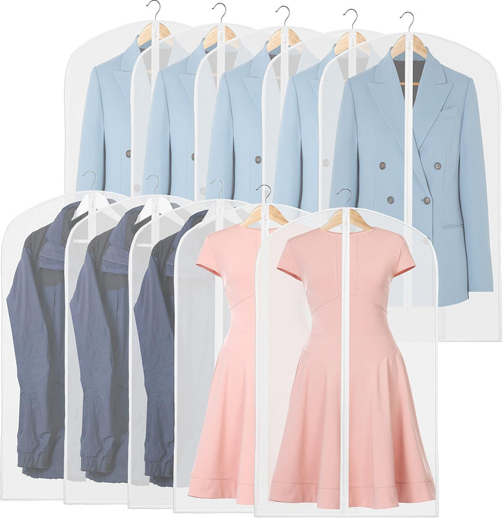 Transparent Full-Length Garment Covers – 10-Pack Storage Bags for Suits and Dresses