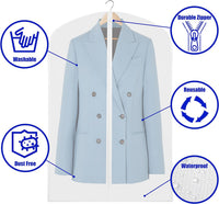 Transparent Full-Length Garment Covers – 10-Pack Storage Bags for Suits and Dresses