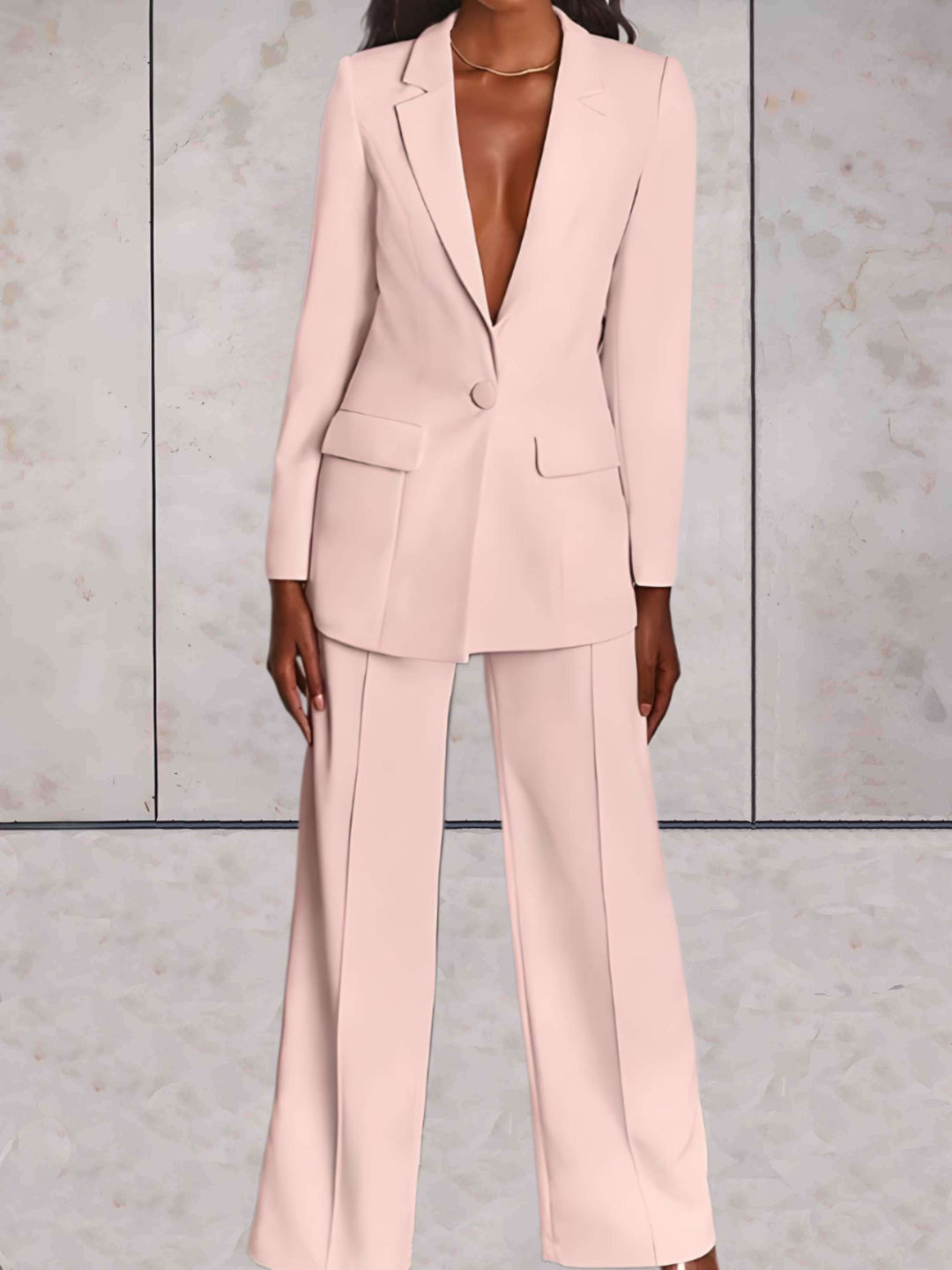 Two-Piece Business Women's Set with Blazer & Wide Pants – Emilia