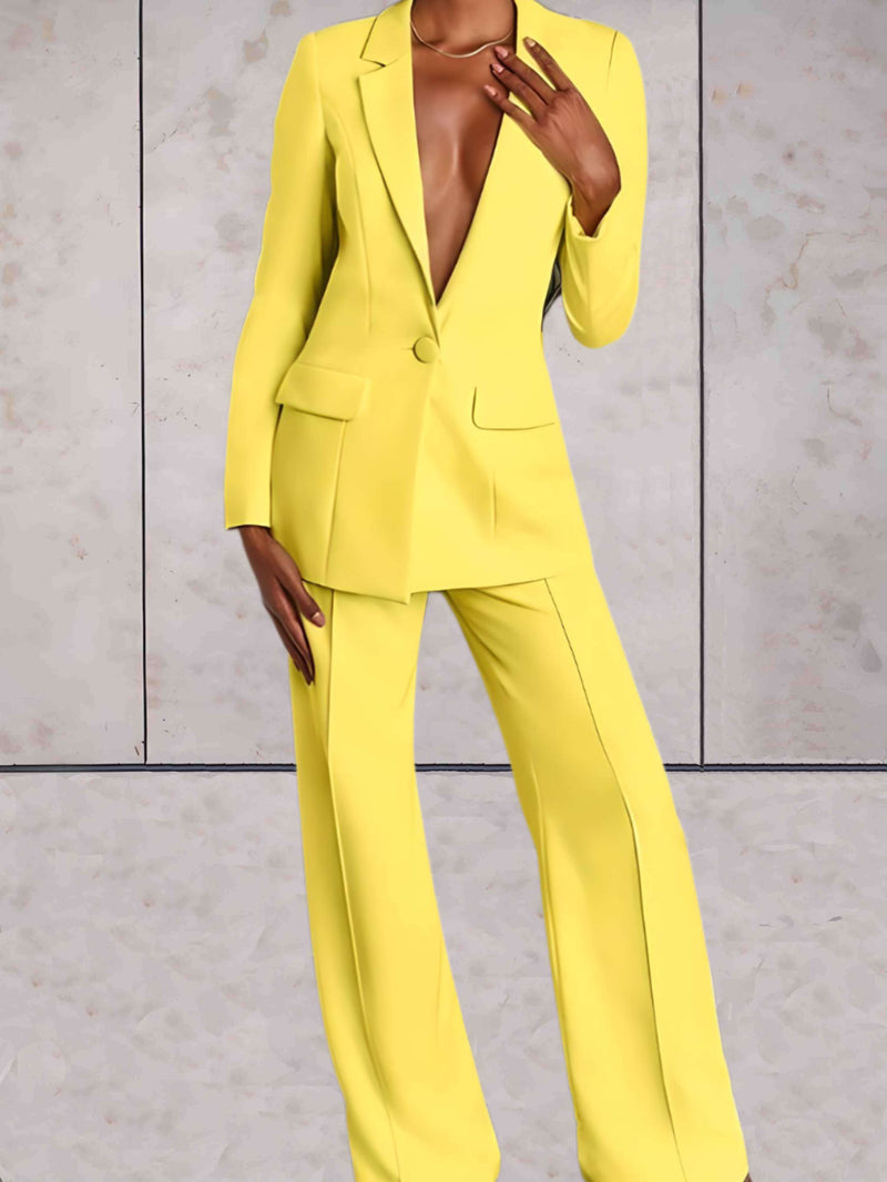 Two-Piece Business Women's Set with Blazer & Wide Pants – Emilia