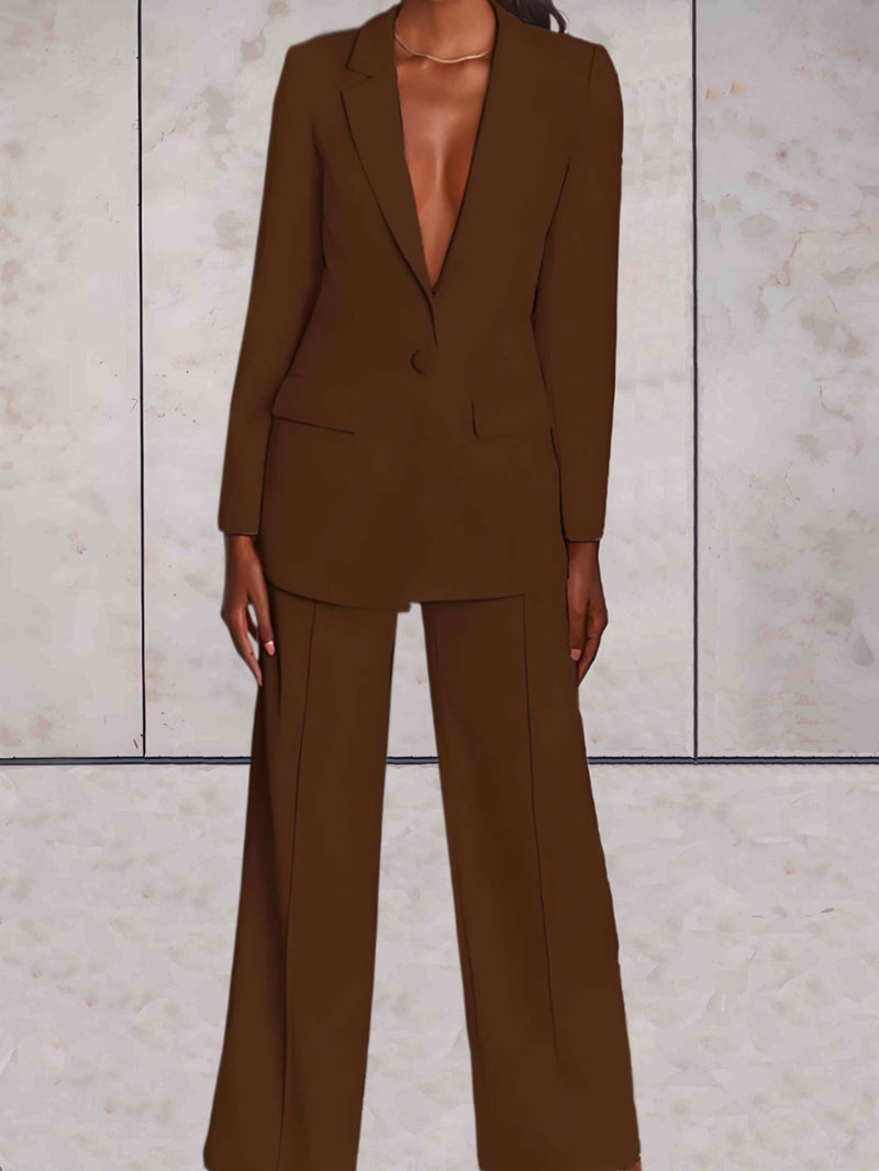 Two-Piece Business Women's Set with Blazer & Wide Pants – Emilia