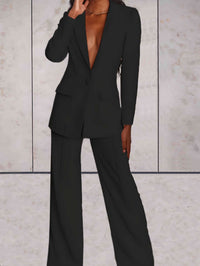 Two-Piece Business Women's Set with Blazer & Wide Pants – Emilia