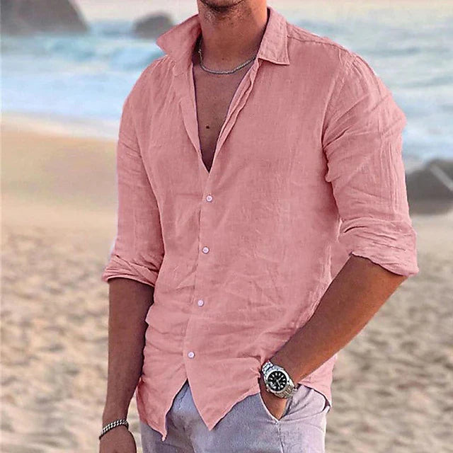 Luxury men's linen shirt with long sleeves - Milan