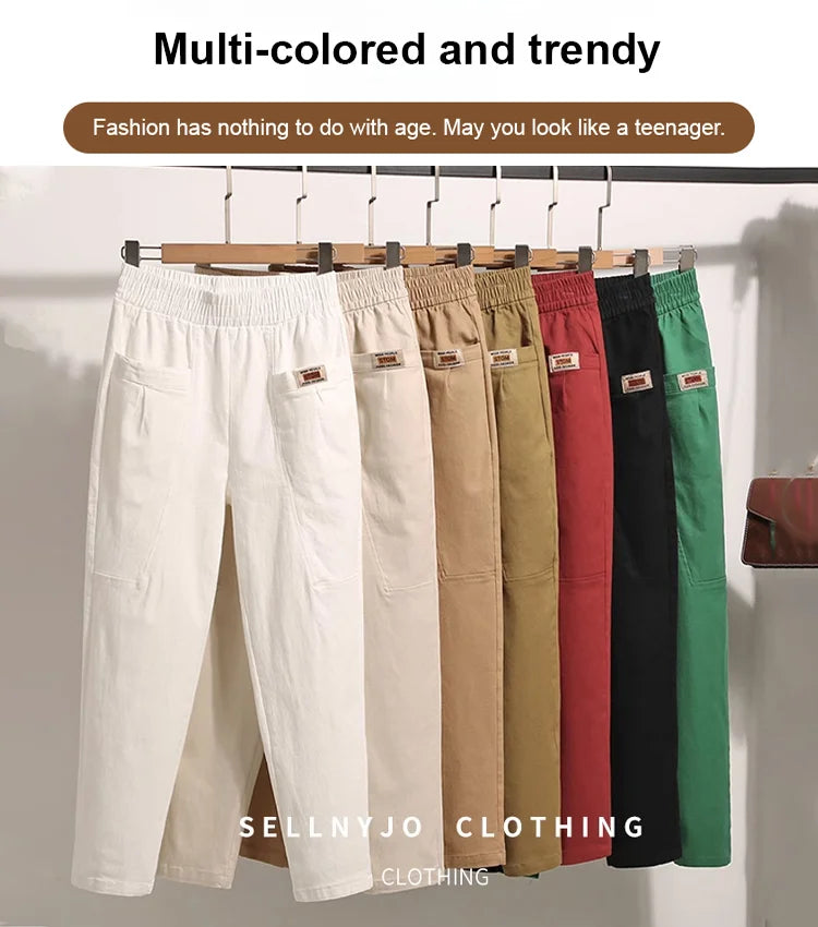 Light cotton summer pants with elastic waistband - Linnea