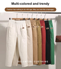 Light cotton summer pants with elastic waistband - Linnea