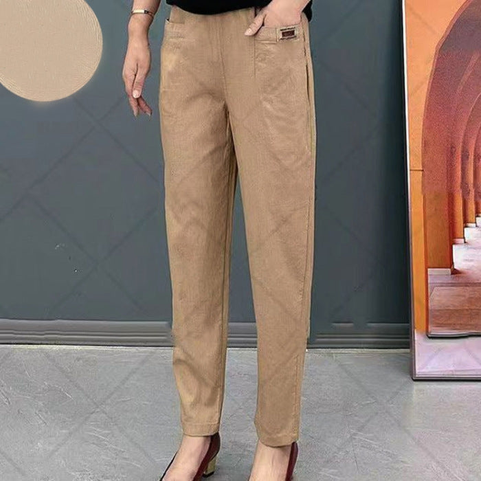 Light cotton summer pants with elastic waistband - Linnea