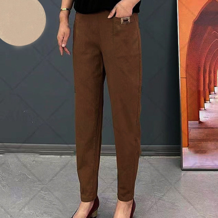 Light cotton summer pants with elastic waistband - Linnea