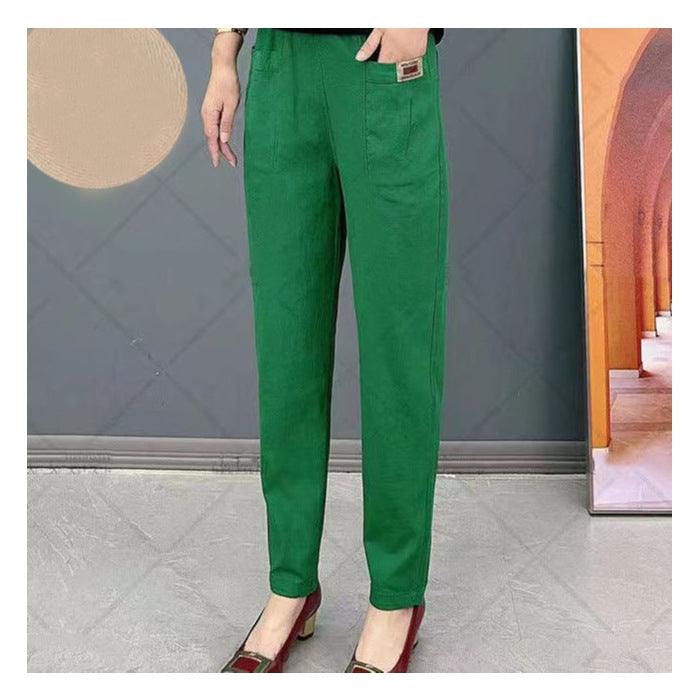 Light cotton summer pants with elastic waistband - Linnea