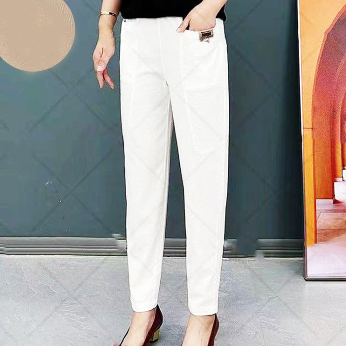 Light cotton summer pants with elastic waistband - Linnea