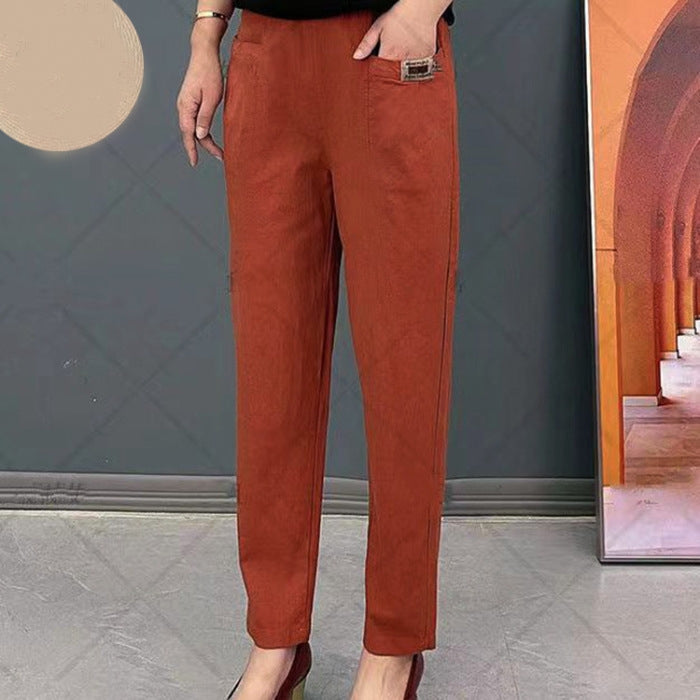 Light cotton summer pants with elastic waistband - Linnea