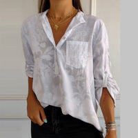 Fashionable Women's Blouse with V-Neck and Button Closure – Amaya