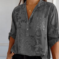 Fashionable Women's Blouse with V-Neck and Button Closure – Amaya