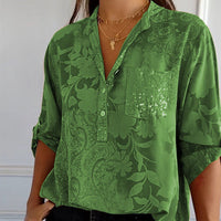 Fashionable Women's Blouse with V-Neck and Button Closure – Amaya