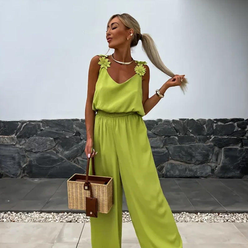 Luchtige Zomer Jumpsuit met Wijde Pijpen - Jasmin