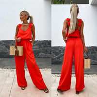 Luchtige Zomer Jumpsuit met Wijde Pijpen - Jasmin