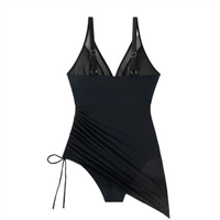 Shaping swimsuit dress with mesh insert and wrap look - Melina