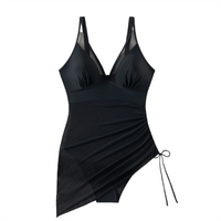 Shaping swimsuit dress with mesh insert and wrap look - Melina