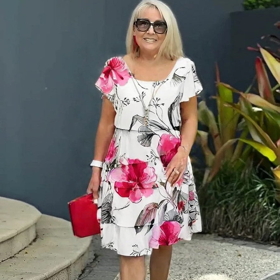 Floral waterfall summer dress – Leona