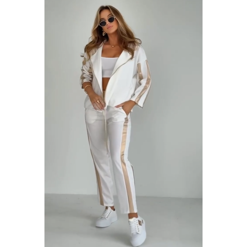 Striped women's tracksuit with hood and waistband – Cosima