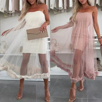 Off-shoulder tulle dress with ruffles - Nea