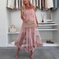 Off-shoulder tulle dress with ruffles - Nea