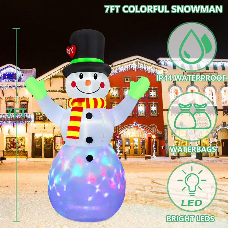Opblaasbare Verlichte Sneeuwpop (213 cm) - SnowBright