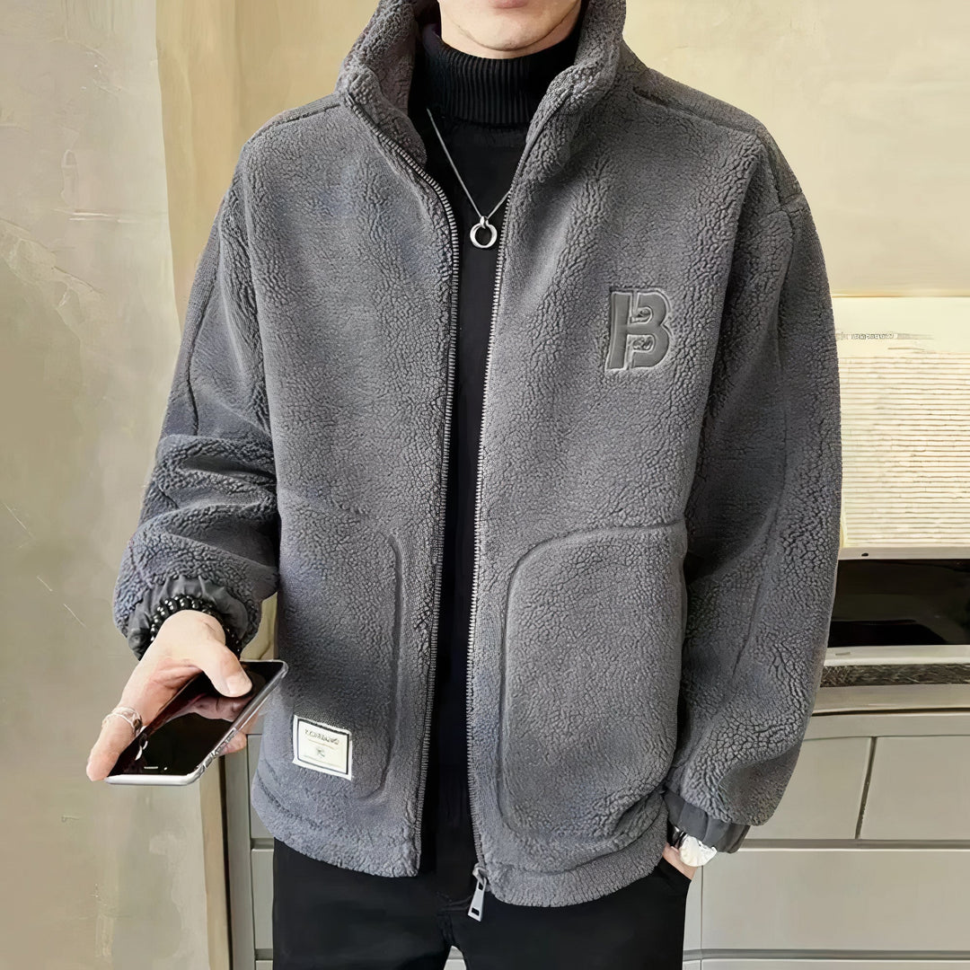 Men's Fleece Jacket with High Collar – Milan