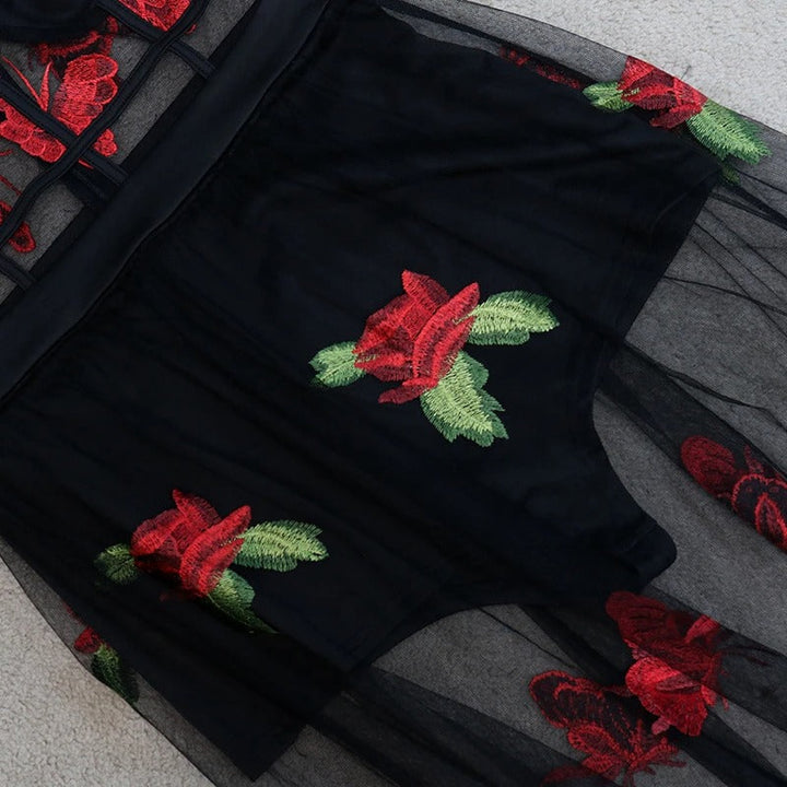 Maxi Jurk met Bloemenborduursel en Spaghettibandjes – Rosalie