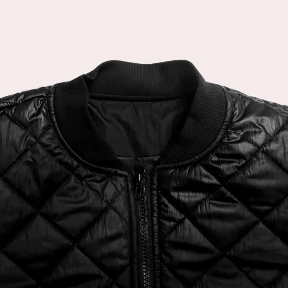 Trendy Black Women's Bomber Jacket with Zipper - Rivka