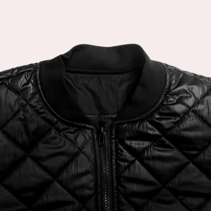 Trendy Black Women's Bomber Jacket with Zipper - Rivka