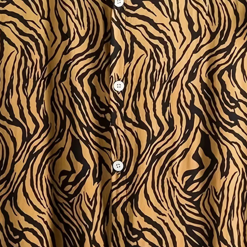 Trendy Tiger Print Shirt with Button Closure - Oscar
