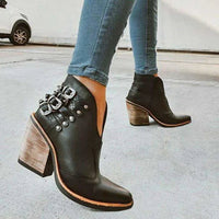 Women's Ankle Boots with V-Cut and Buckle Detail – Léa
