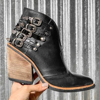 Women's Ankle Boots with V-Cut and Buckle Detail – Léa
