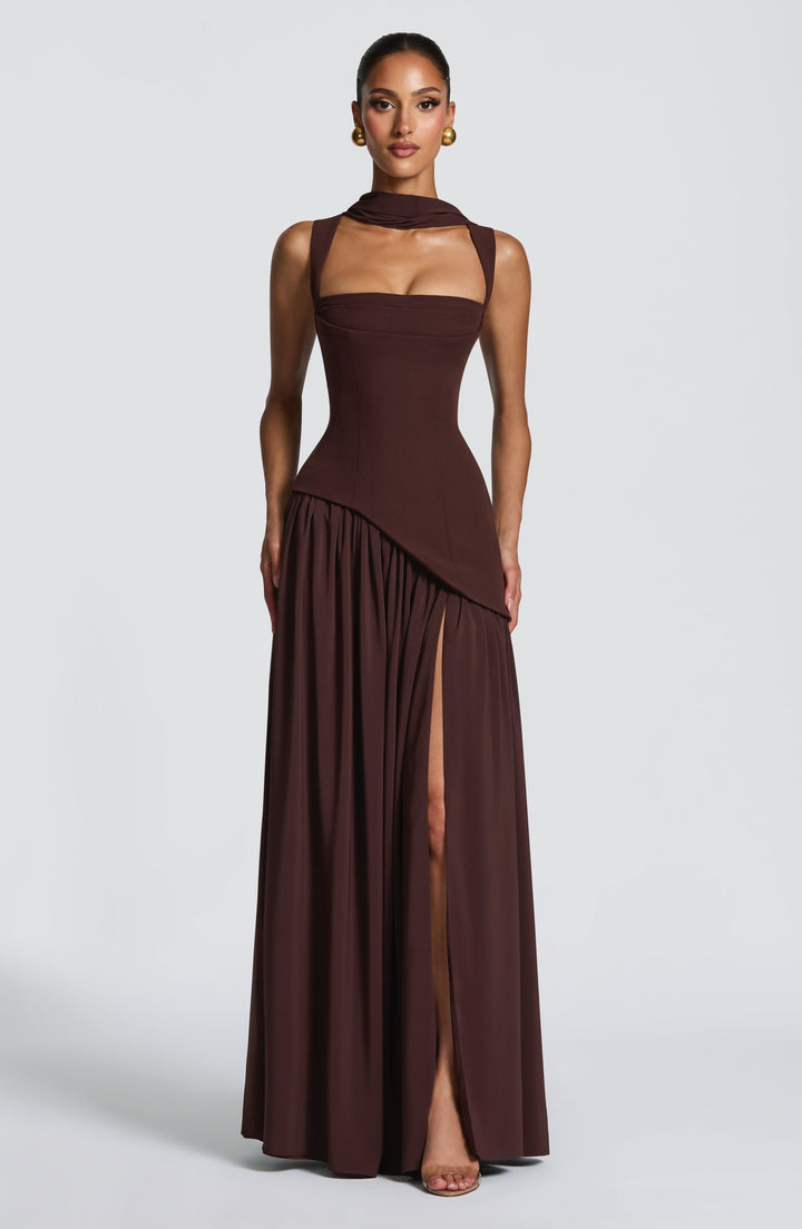 Flowing Chiffon Maxi Dress with Lace-Up Back 9