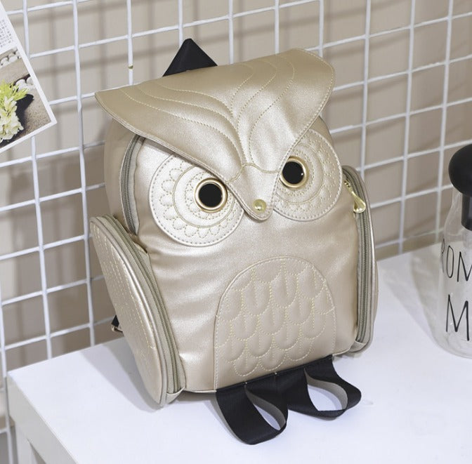 PU Leather Owl Print Backpack for Women – Multifunctional Design