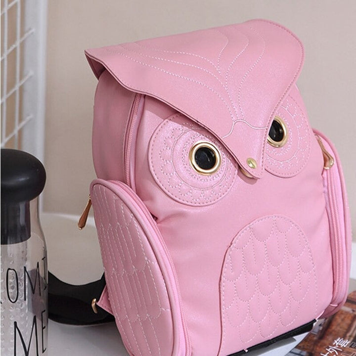 PU Leather Owl Print Backpack for Women – Multifunctional Design