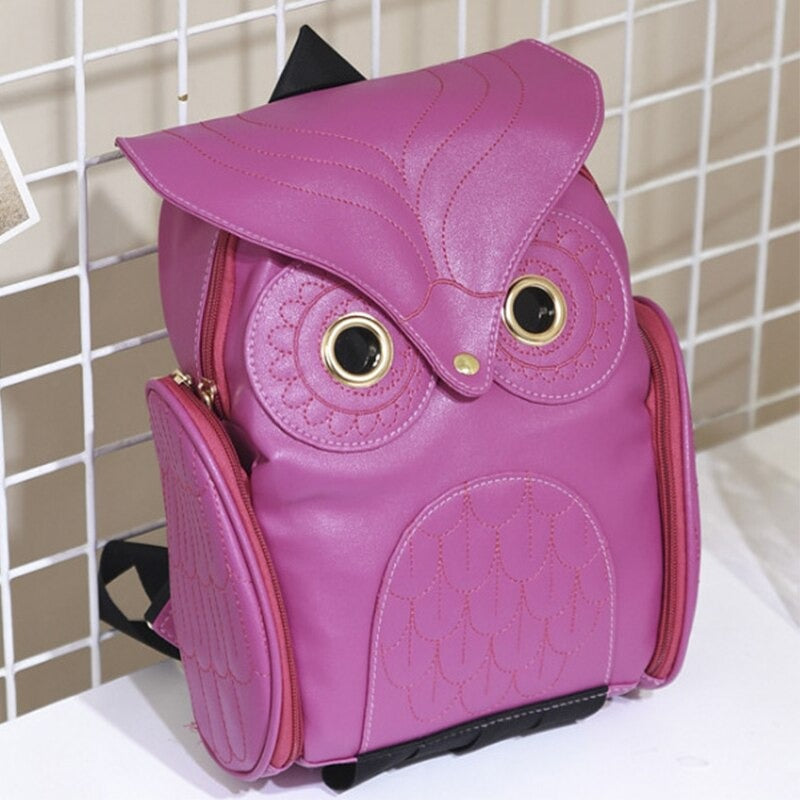 PU Leather Owl Print Backpack for Women – Multifunctional Design