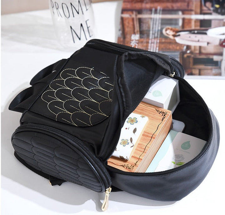 PU Leather Owl Print Backpack for Women – Multifunctional Design