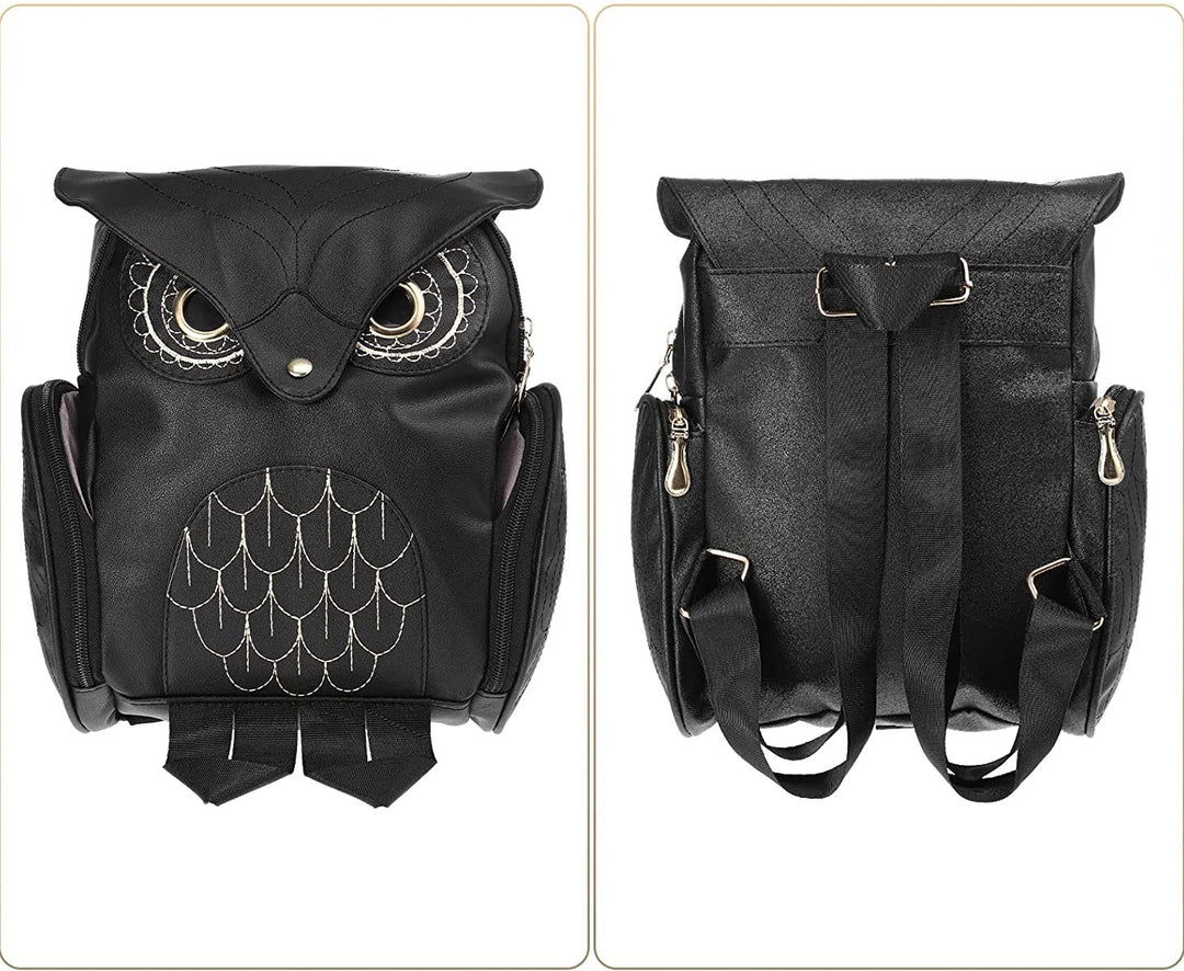 PU Leather Owl Print Backpack for Women – Multifunctional Design
