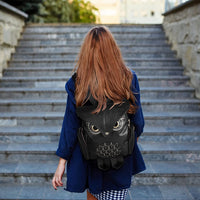 PU Leather Owl Print Backpack for Women – Multifunctional Design