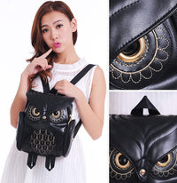 PU Leather Owl Print Backpack for Women – Multifunctional Design