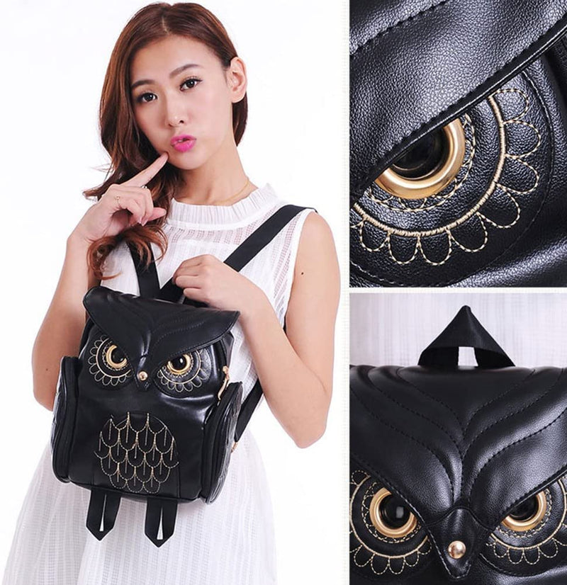 PU Leather Owl Print Backpack for Women – Multifunctional Design