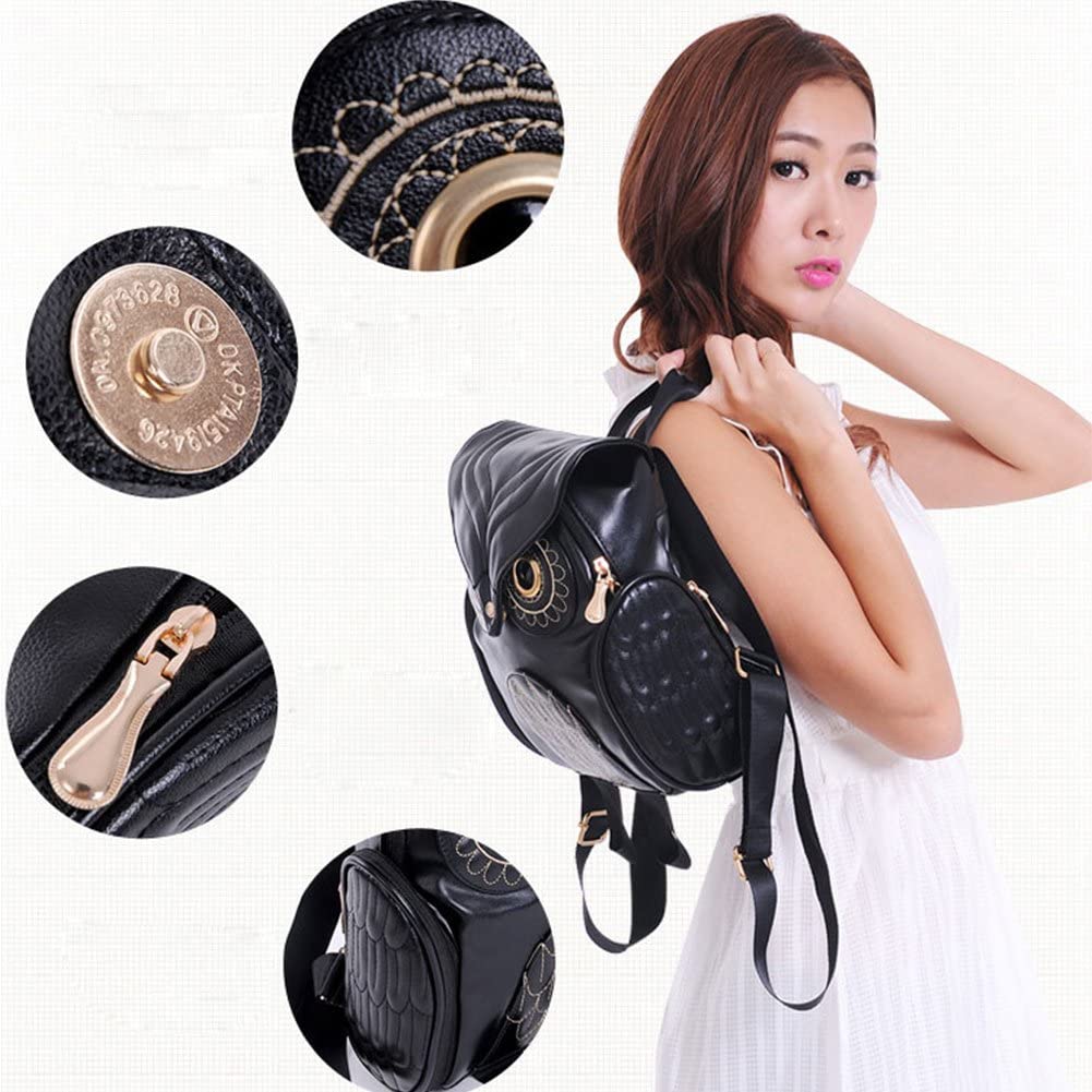 PU Leather Owl Print Backpack for Women – Multifunctional Design