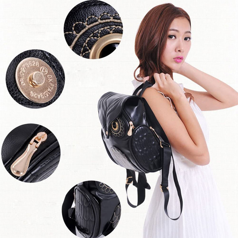 PU Leather Owl Print Backpack for Women – Multifunctional Design