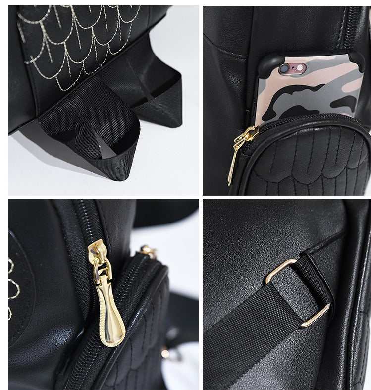 PU Leather Owl Print Backpack for Women – Multifunctional Design