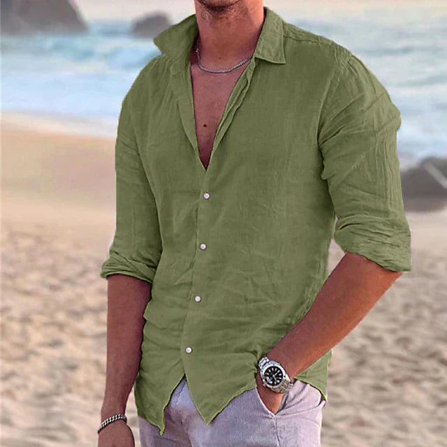 Luxury men's linen shirt with long sleeves - Milan