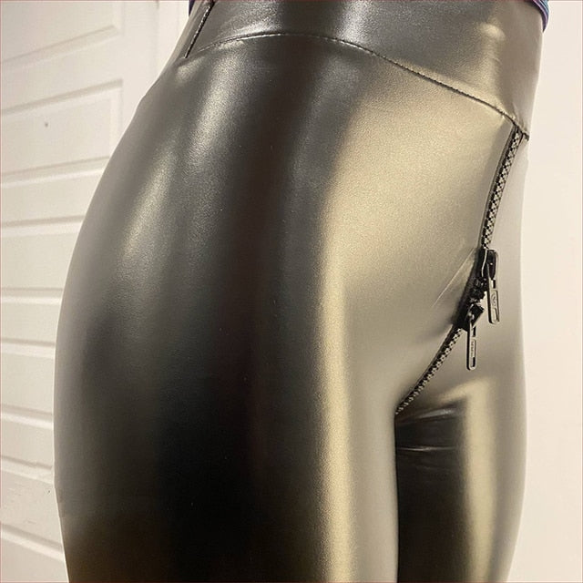 Matte Leather Women's Pants with Back Zipper - Lena